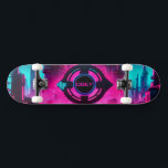 Cyberpunk Neon Obey Streetwear Sci-Fi City Skateboard<br><div class="desc">Hit the concrete jungle with unparalleled, rebellious futuristic style using this incredible cyberpunk skateboard deck. The long, horizontal format of the board is the absolute perfect canvas for this breathtaking neon industrial scene. As you ride, the highly detailed factory structures and the central, glowing "OBEY" mechanical eye stretch across the...</div>