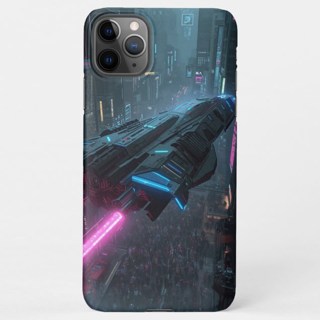 Cyberpunk Neon Spaceship Phone Case (Back)
