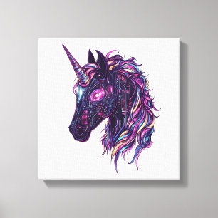 Cyberpunk Neon Unicorn (1) Canvas Print