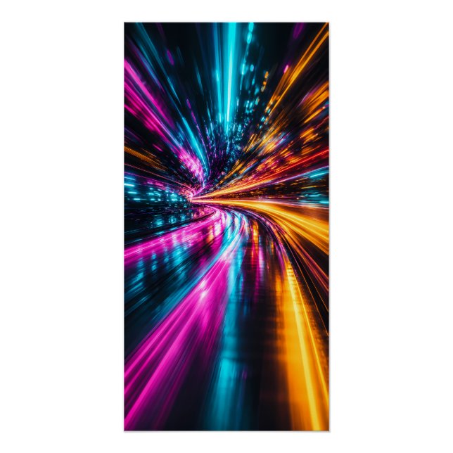 Cyberpunk Neon Warp Drive Poster (Front)