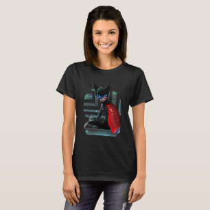 Cyberpunk Ninja Black Cat T-Shirt