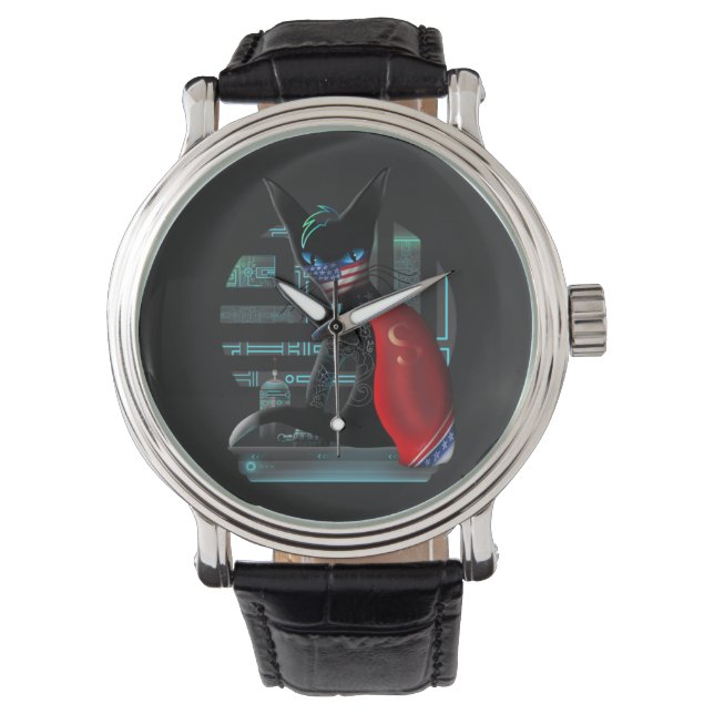  Cyberpunk Ninja Black Cat Watch (Front)