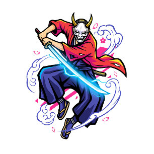 Cyberpunk Oni Samurai - Electric Katana Japanese Mug