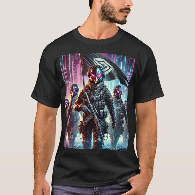 Cyberpunk Penguin Force Tactical Tee 🚀🐧🔥 (Front)
