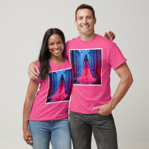 Cyberpunk Pink Light Dress Alleyway Mystery Art T-Shirt