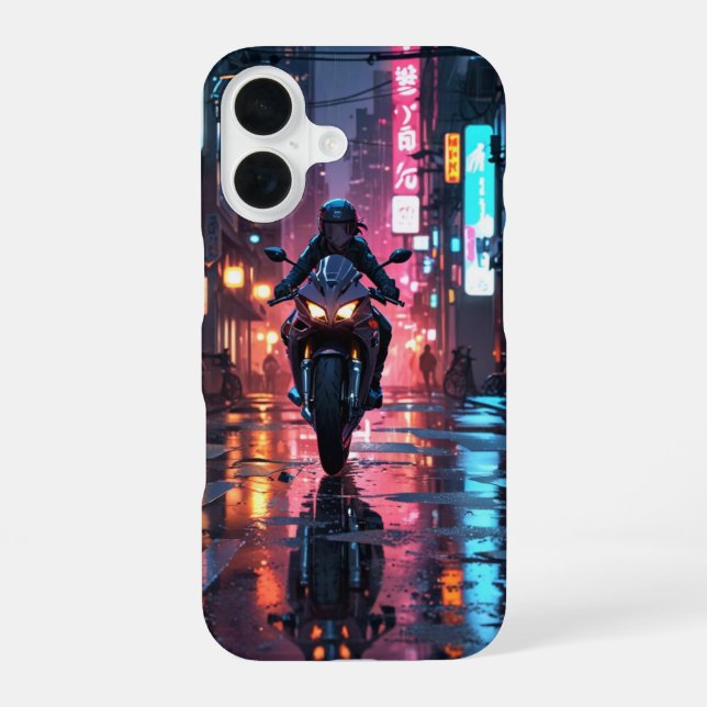 Cyberpunk Racer iPhone 16 Case (Back)