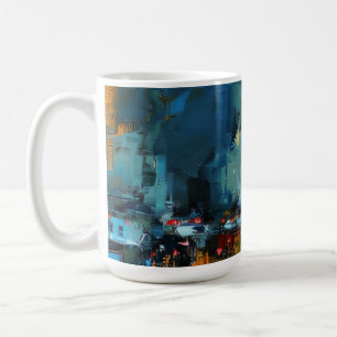 Cyberpunk Rain Street Coffee Mug