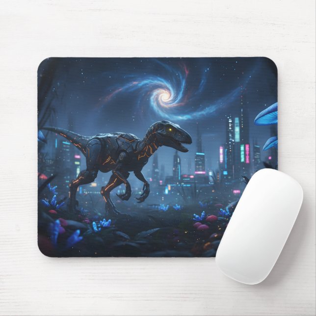 Cyberpunk Raptor Galaxy Gaming Mouse Pad (With Mouse)