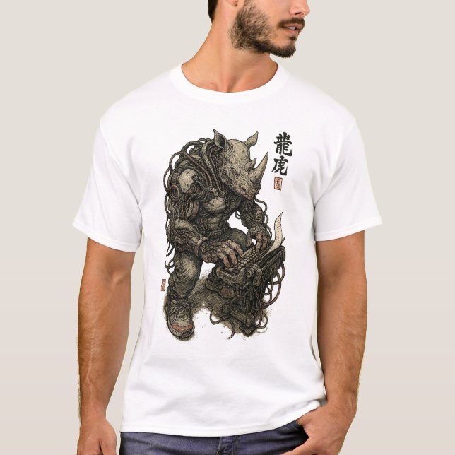 Cyberpunk Rhino Berserker – Mutant Warrior  T-Shirt (Front)