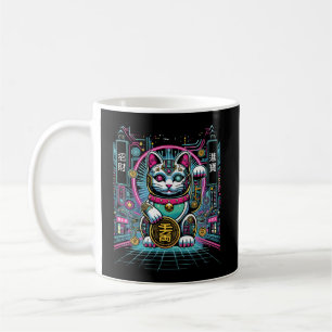 Cyberpunk Robot Maneki Neko Lucky Cat, Money Coffee Mug