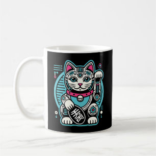 Cyberpunk Robot Maneki Neko Lucky Cat, Money Coffee Mug