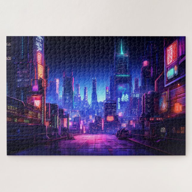 Cyberpunk Rooftop Tokyo Jigsaw Puzzle (Horizontal)