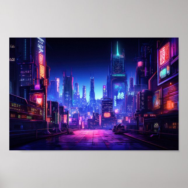 Cyberpunk Rooftop Tokyo Poster (Front)