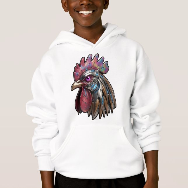 Cyberpunk Rooster Iridescent Mechanical Art  (Front)