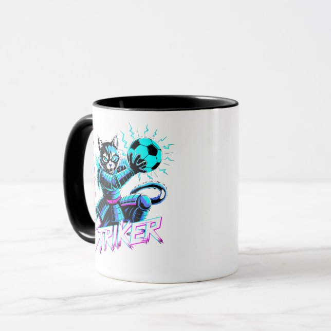 Cyberpunk Samurai Cat Soccer Mug (Front Left)