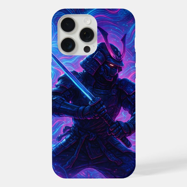 Cyberpunk Samurai – Full Coverage Neon iPhone Case (Back)