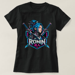 Cyberpunk Samurai Girl Anime Shirt, Dual Katana Cy T-Shirt