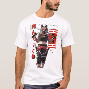 Cyberpunk Samurai Girl Fox Mask  T-Shirt