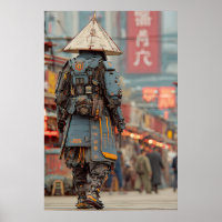 Cyberpunk Samurai Mecha Conical Hat