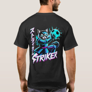 Cyberpunk Samurai Striker Cat For Gamers & Soccer  T-Shirt