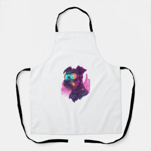 Cyberpunk Schnauzer � Futuristic Neon Dog Apron