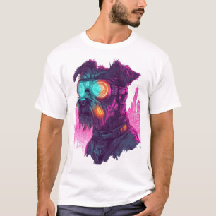 Cyberpunk Schnauzer � Futuristic Neon Dog T-Shirt