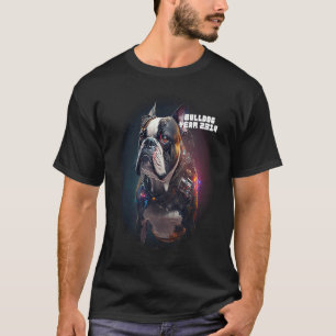 Cyberpunk Sci fi Dog Bulldog Artificial Intelligen T-Shirt
