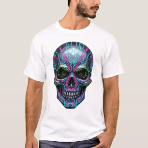 Cyberpunk Skeleton T-Shirt – Futuristic Neon Skull