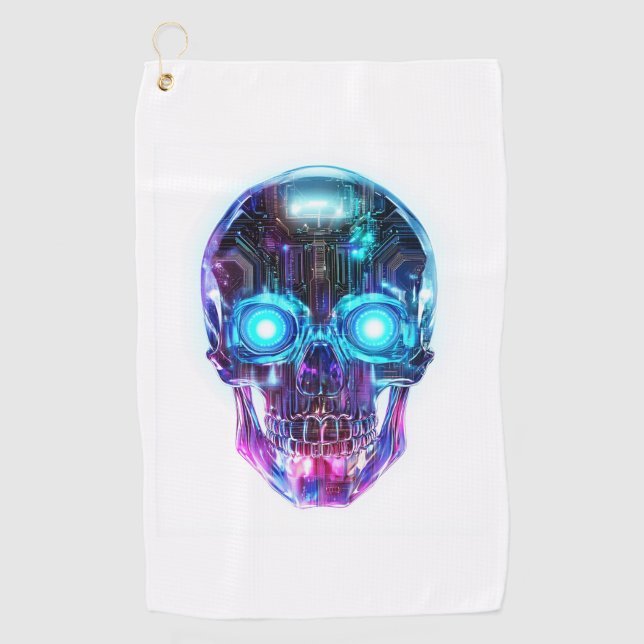 Cyberpunk Skull King Golf Towel (Front)