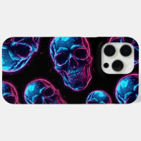 Cyberpunk Skull Neon Synthwave Glow Gamer Goth