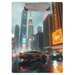 Cyberpunk Skyscrapper City Cars Clipboard