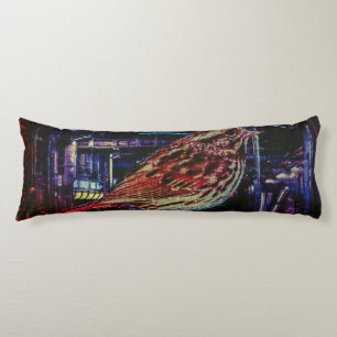 Cyberpunk Sparrow in Neon Cityscape Body Pillow