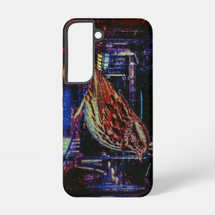 Cyberpunk Sparrow in Neon Cityscape Samsung Galaxy Case