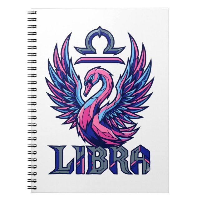 Cyberpunk Synthwave Libra Zodiac Mascot Swan Notebook (Front)
