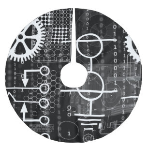 Cyberpunk Tech Geek Gear Electronic Engineer Math Brushed Polyester Tree Skirt