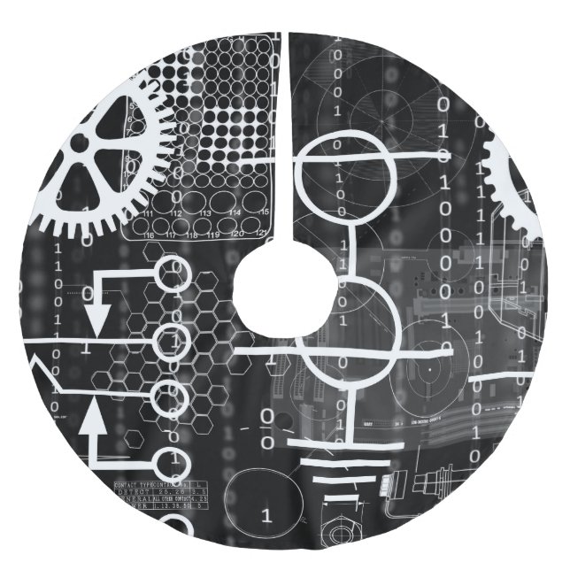 Cyberpunk Tech Geek Gear Electronic Engineer Math Brushed Polyester Tree Skirt (Front)