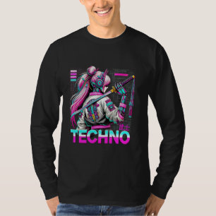 Cyberpunk Techno Gaming Girls Neon Artwork Graphic T-Shirt