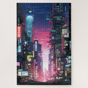 Cyberpunk Tokyo Street Neon  Jigsaw Puzzle