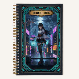 Cyberpunk Urban Legends Anime Girl & Spirit Fox Notebook