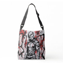 Cyberpunk Warrik Graffiti Crossbody Sac