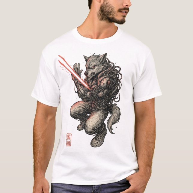 Cyberpunk Wolf (Duel) T-Shirt (Front)