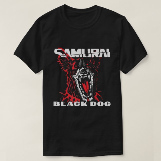 cyberpunks black dog samurais  T-Shirt (Design Front)