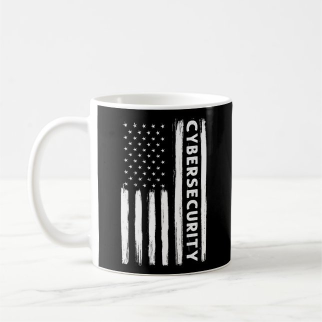 Cybersecurity American Flag Cyber Security Special Coffee Mug (Left)