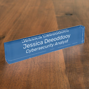 Cybersecurity Analyst Blue Acrylic Nameplate