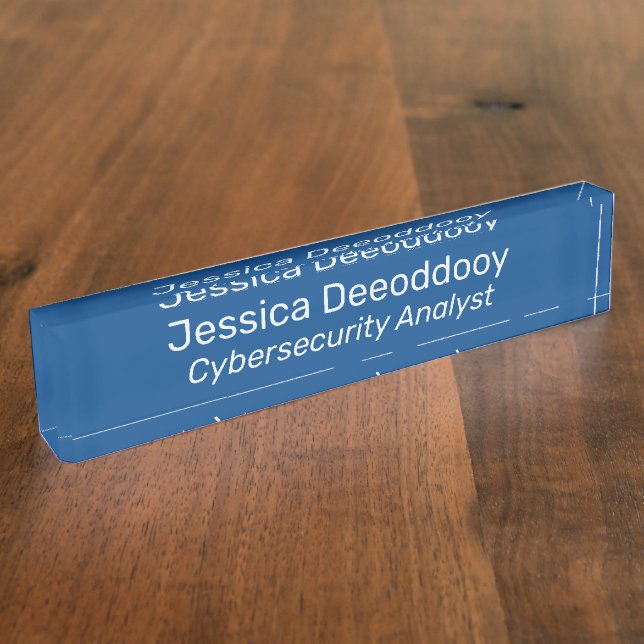Cybersecurity Analyst Blue Acrylic Nameplate (Side)