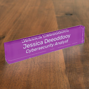 Cybersecurity Analyst Purple Magenta Acrylic Nameplate