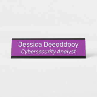 Cybersecurity Analyst Purple Magenta Desk Name Plate