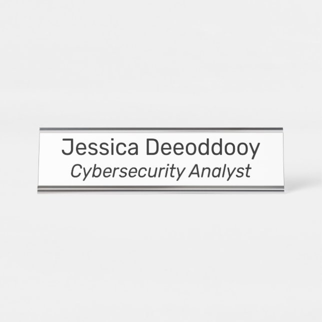 Cybersecurity Analyst White Desk Name Plate (Front)