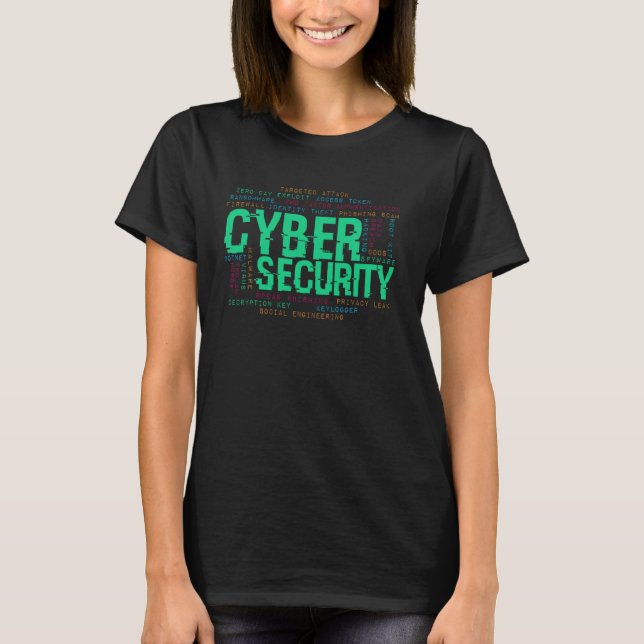 Cybersecurity Word Cloud Hacker Computer Coders Pr T-Shirt (Front)