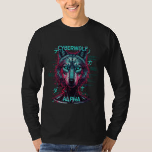 Cyberwolf Alpha Futuristic Neon Cyberpunk Wolf T-Shirt